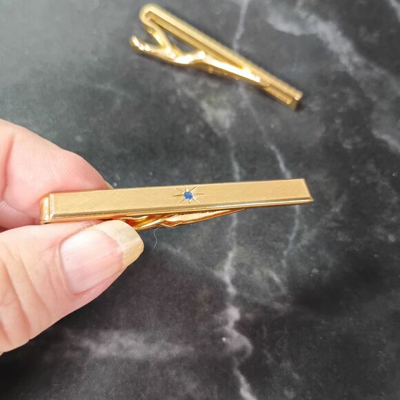 3pc AVON Tie Bars Gold Tone Clips Vintage Men’s Accessories Classic Style - Picture 8 of 14
